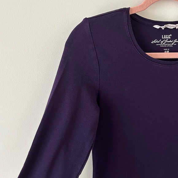 LOGG H&M 100% Cotton Purple Crewneck Long Sleeve Tee - Picture 6 of 16